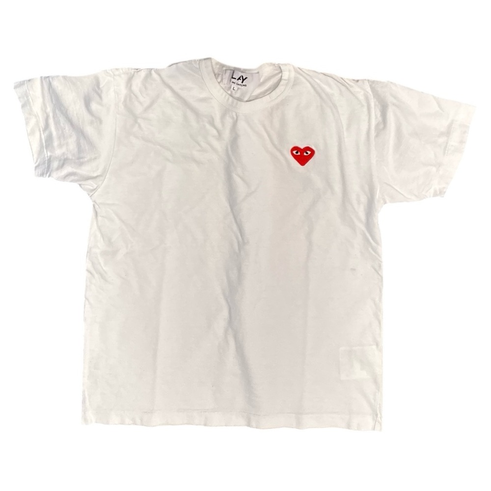 ❤️Commes de Garcons PLAY white cotton tee shirt red heart logo L M